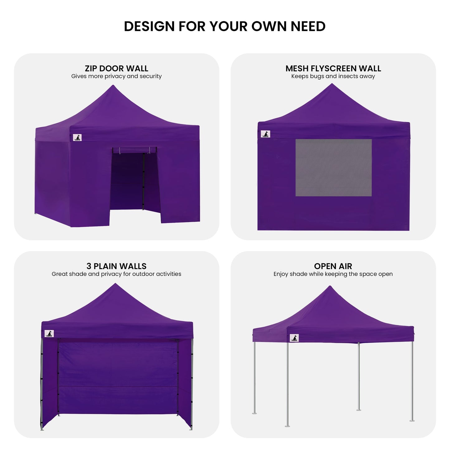 Wallaroo 3x3m Pop-Up Marquee with Walls – Purple