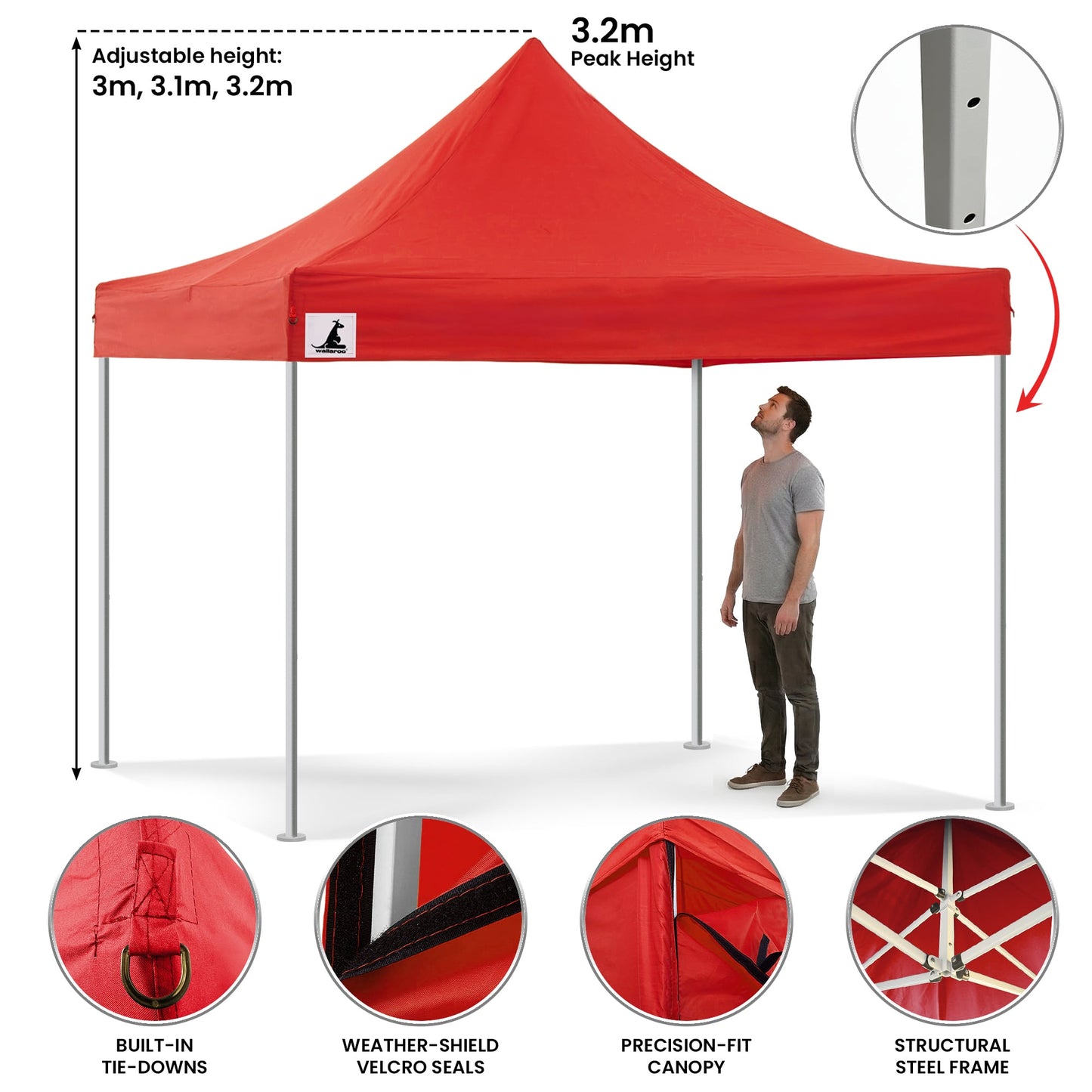 Wallaroo 3x3m Pop-Up Marquee with Walls - Red