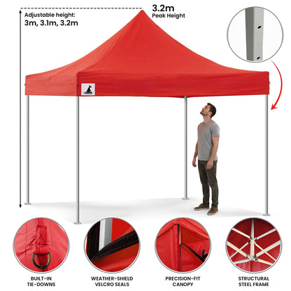 Wallaroo 3x3m Pop-Up Marquee with Walls - Red