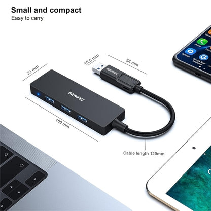 BENFEI 000291BK 4-Port USB 3.0 Ultra Flat Data Hub, USB C Hub with 4 Ports USB 3.0 Adapter