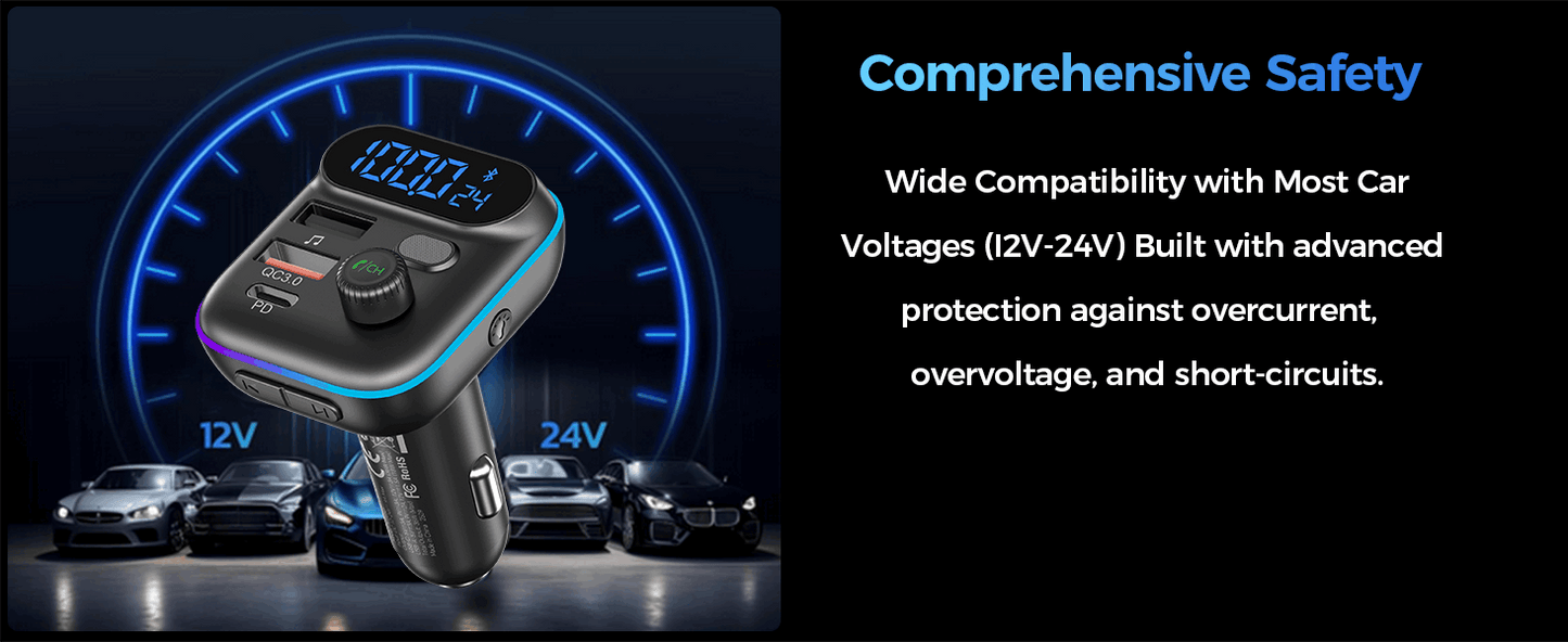 Choetech TC0050 PD36W Bluetooth FM Car Transmitter Charger