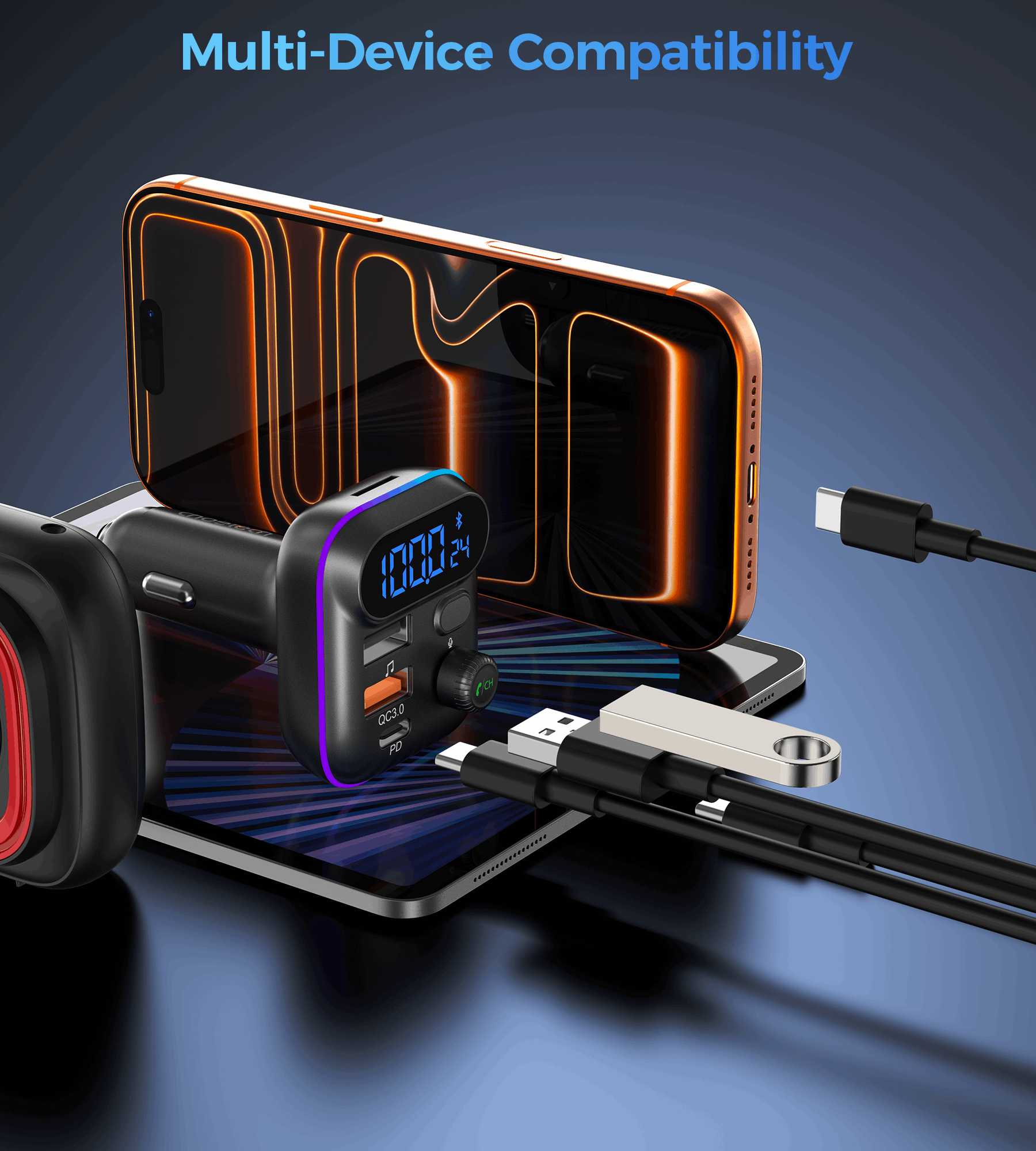 Choetech TC0050 PD36W Bluetooth FM Car Transmitter Charger