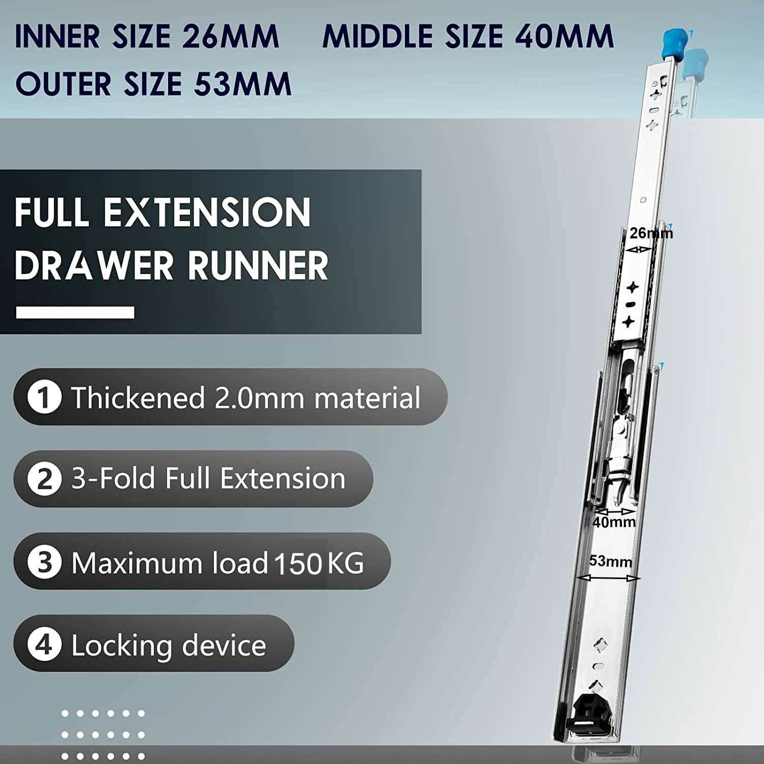 14in Pair 150KG Capacity Heavy Duty Drawer Slides Rails Runners Locking Ball Bearing - Just Camp | Best Value Outdoor & Camping Store in Australia