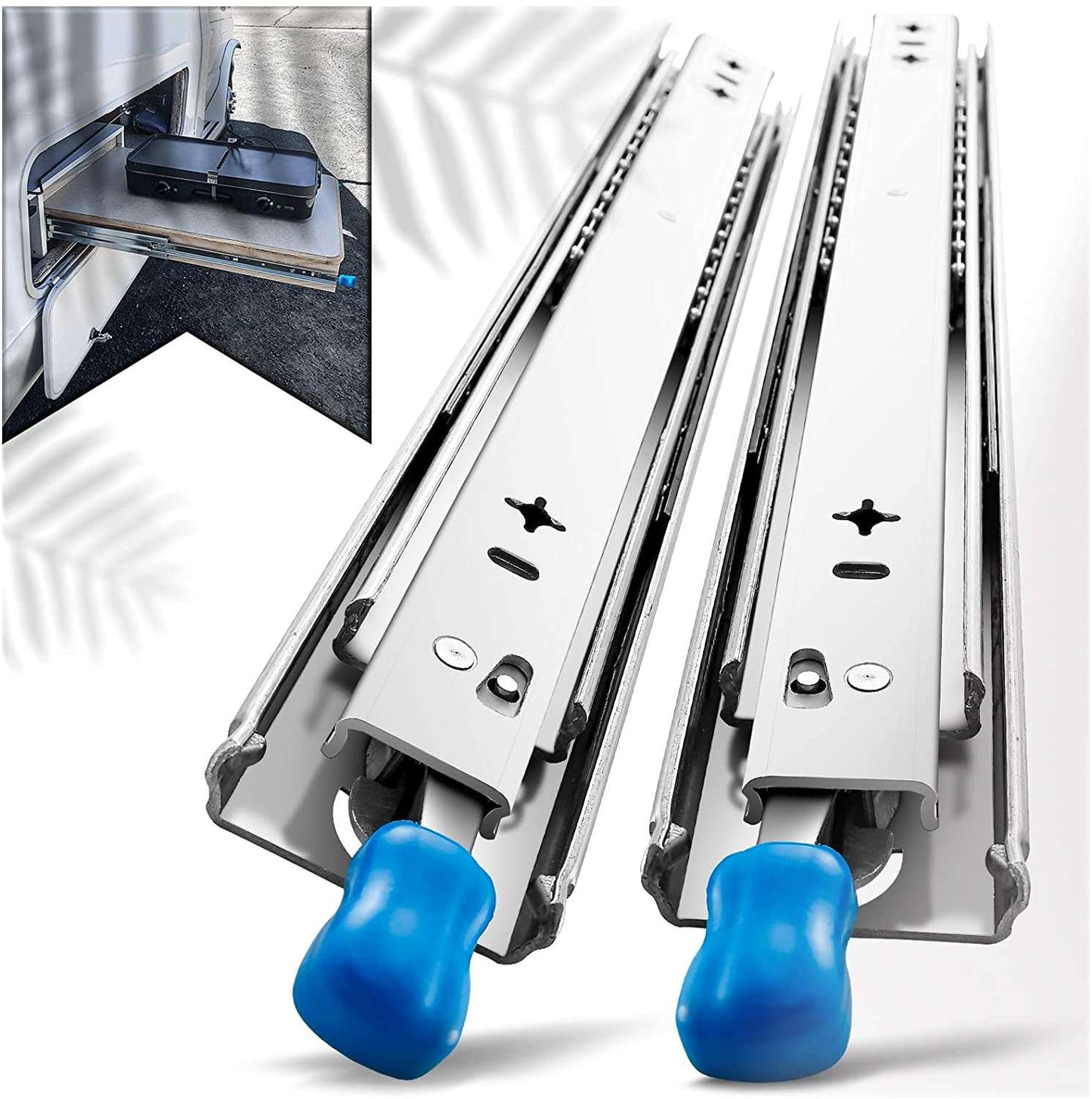 14in Pair 150KG Capacity Heavy Duty Drawer Slides Rails Runners Locking Ball Bearing - Just Camp | Best Value Outdoor & Camping Store in Australia