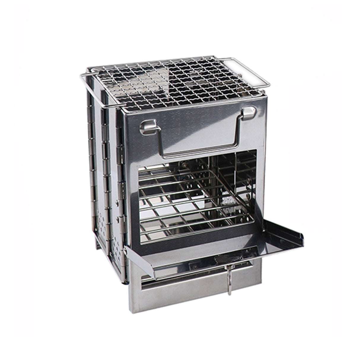 Outdoor Camping Mini Folding Wood Burning Stove Picnic Stainless Steel BBQ Grill