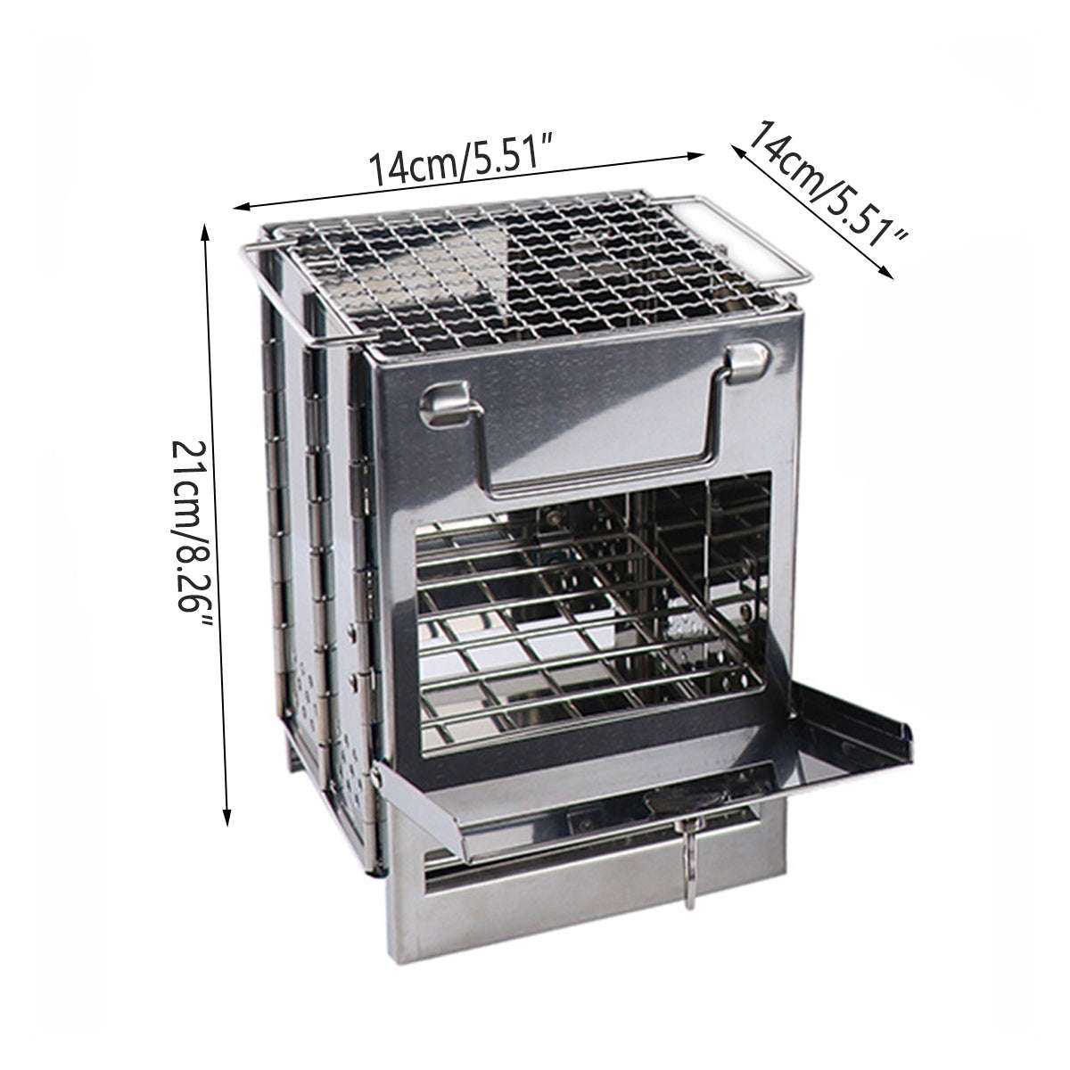 Outdoor Camping Mini Folding Wood Burning Stove Picnic Stainless Steel BBQ Grill