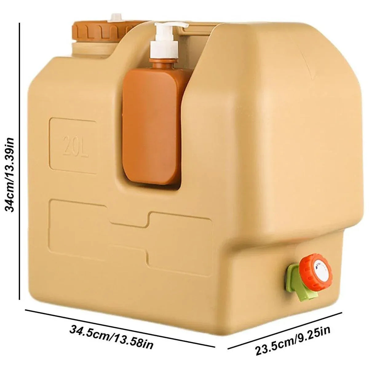 20L Camping Water Container with Tap - Beige