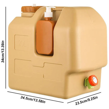 20L Camping Water Container with Tap - Beige