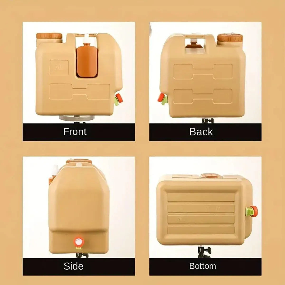 20L Camping Water Container with Tap - Beige