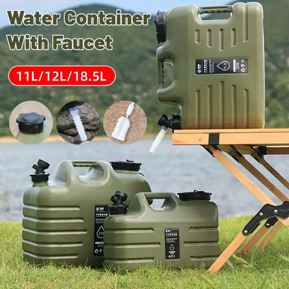 Outdoor Camping Water Storage Bucket with Faucet Portable Square Drinking Tank - 11L