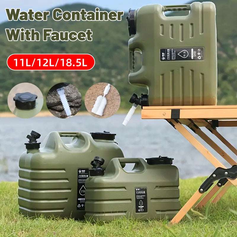 Outdoor Camping Water Storage Bucket with Faucet Portable Square Drinking Tank - 18L