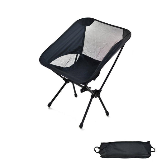 High-Back Folding Camping Chair - Black