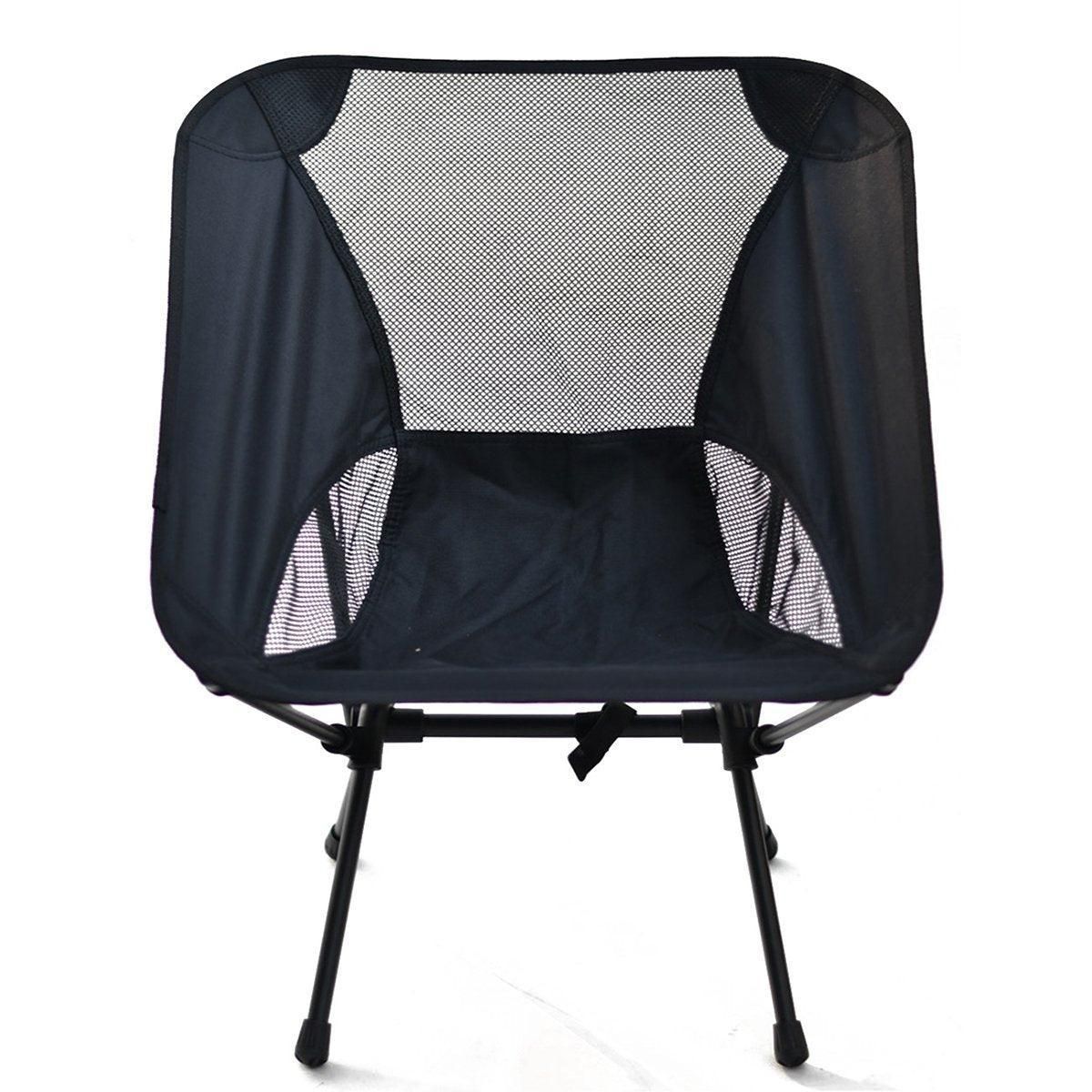 High-Back Folding Camping Chair - Black