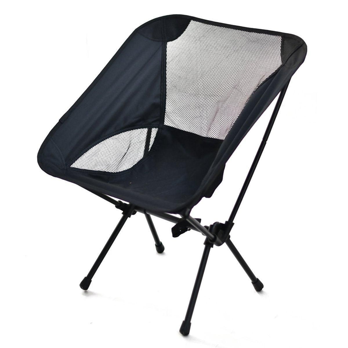 High-Back Folding Camping Chair - Black