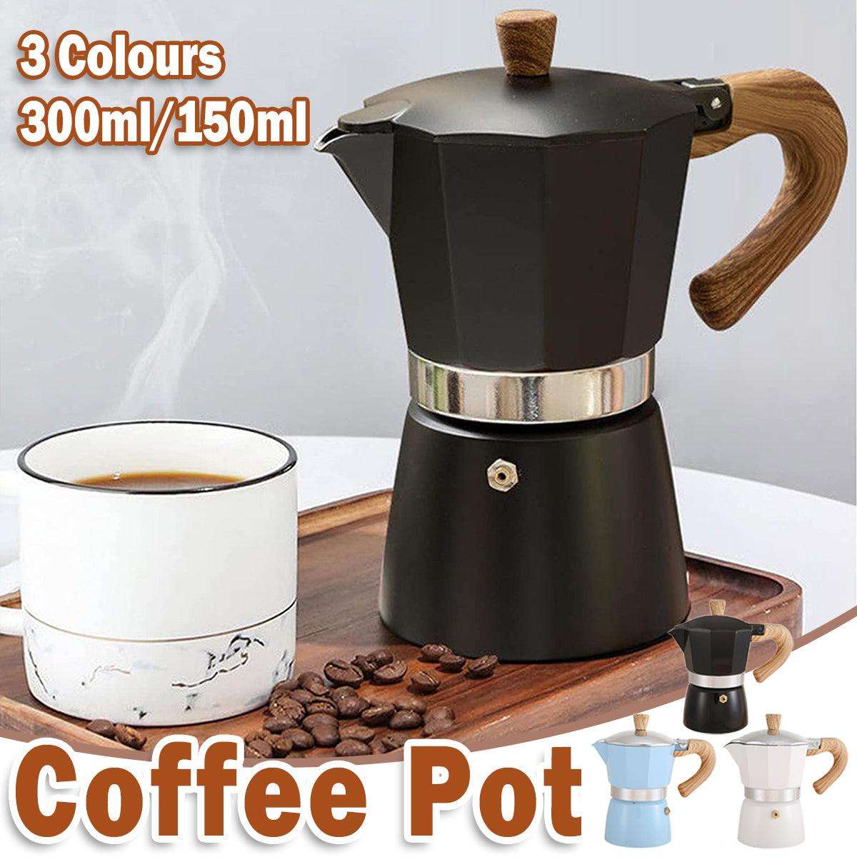 Portable Coffee Maker Wood Grain Handle Outdoor Manual Espresso Machine Camping - Black-300ml