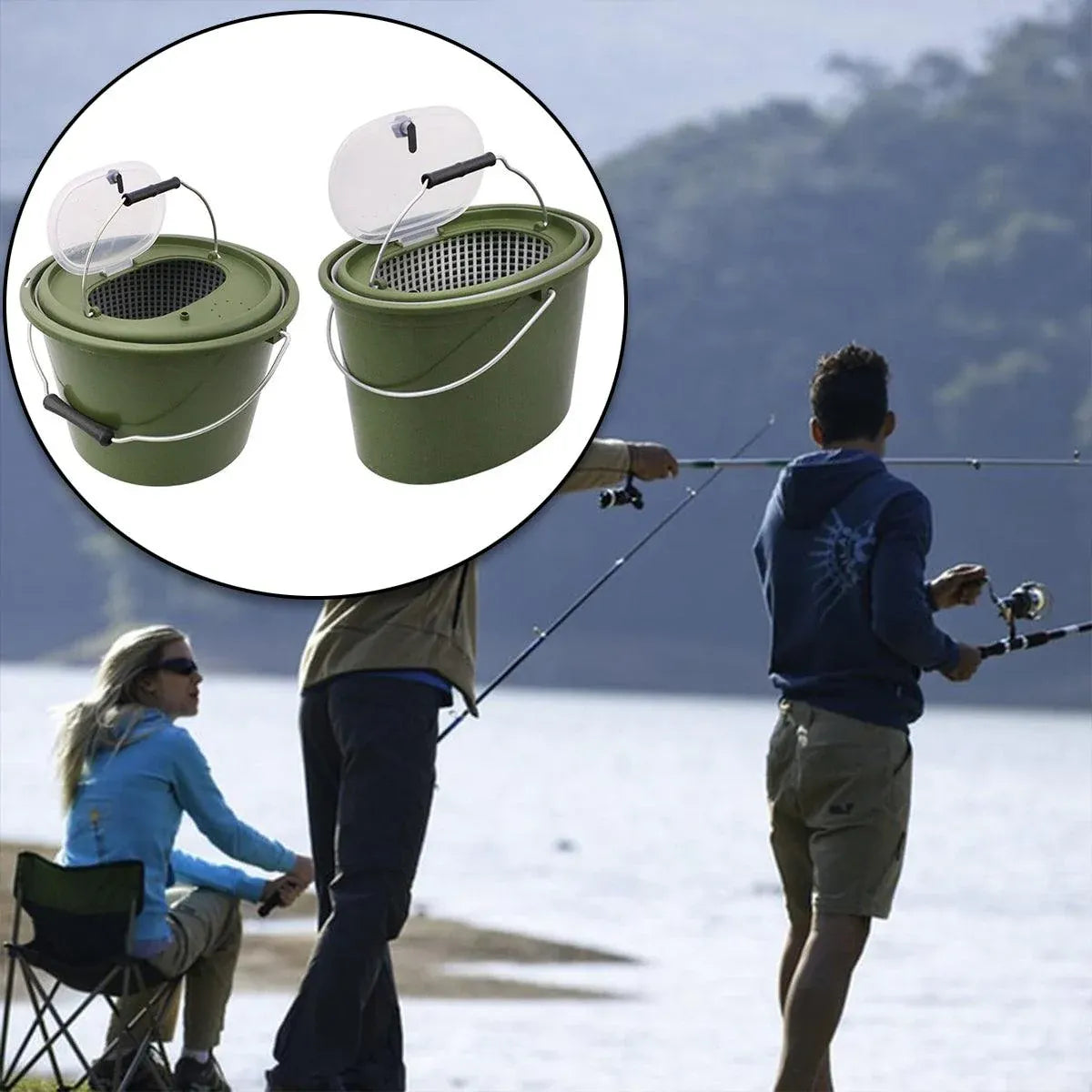 Double-Layer Live Fish Bucket – Medium