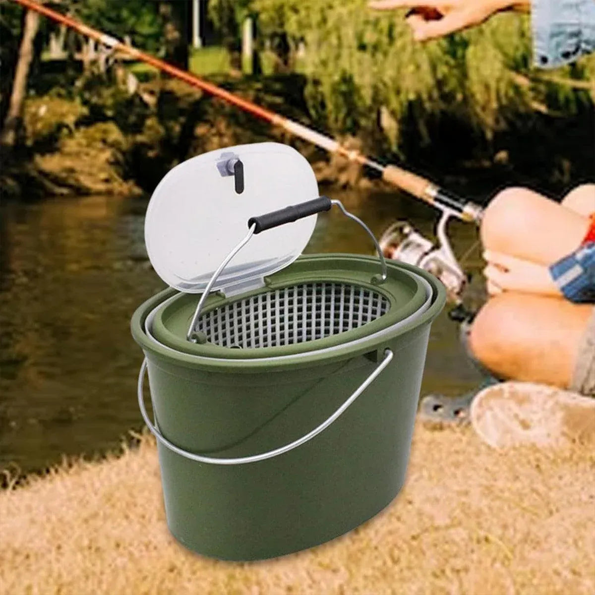 Portable Live Fish Bucket – Ventilated Small