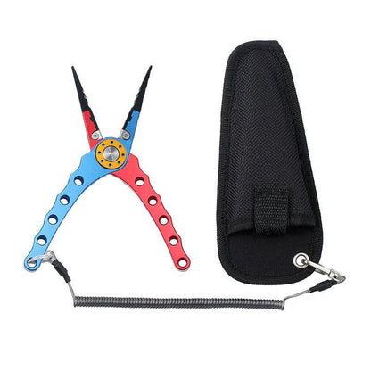 Aluminium Fishing Pliers Hook Remover Line Cutter Braid Mono Split Ring Fish Grip - Blue+Silver