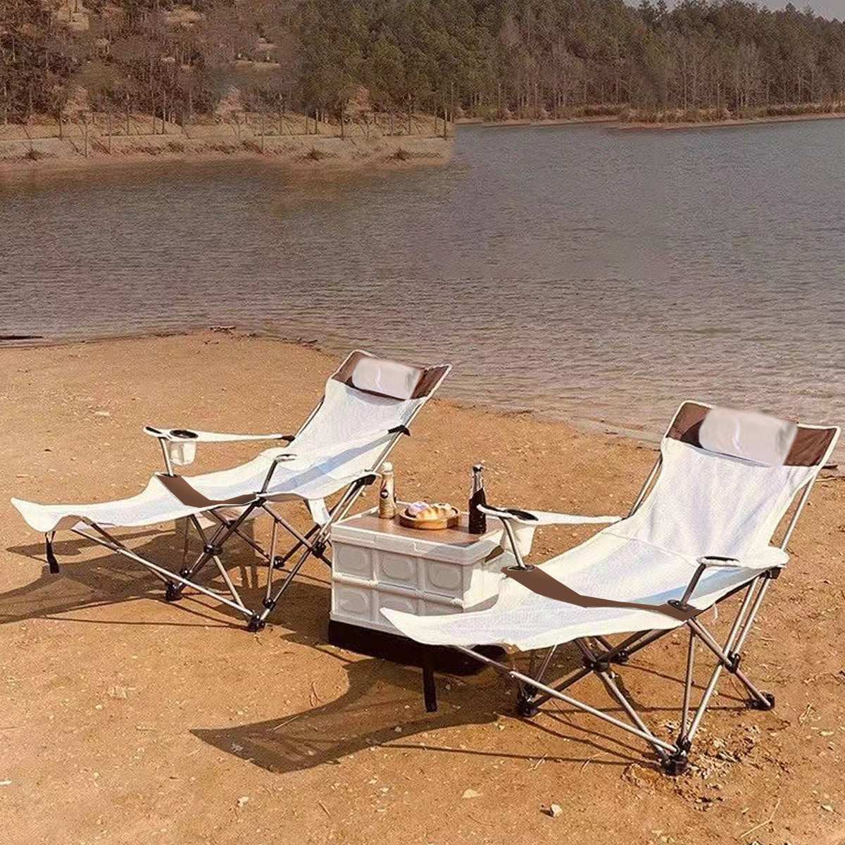 Outdoor Folding Recliner Portable Beach Camping Chair for Sitting and Lying