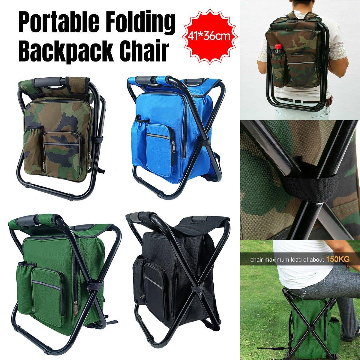 Portable Outdoor Folding Chair Oxford Small Stool for Fishing Camping Hiking - Blue