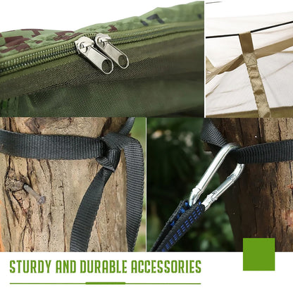 Camping Hammock Tent Set Double Outdoor Hanging Bed With Mosquito Net For Travel - Green