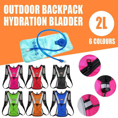Hiking Camping Cycling Running Hydration Pack Backpack Bag + 2L Water Bladder Au - Orange