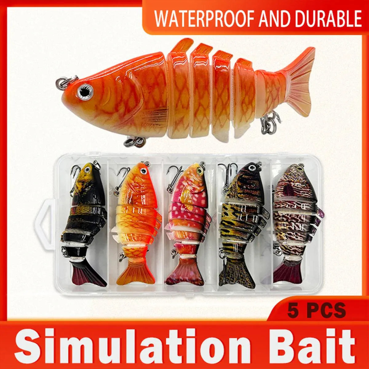 5-Piece Multi-Jointed Hard Body Fishing Lure Set