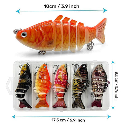 5-Piece Multi-Jointed Hard Body Fishing Lure Set