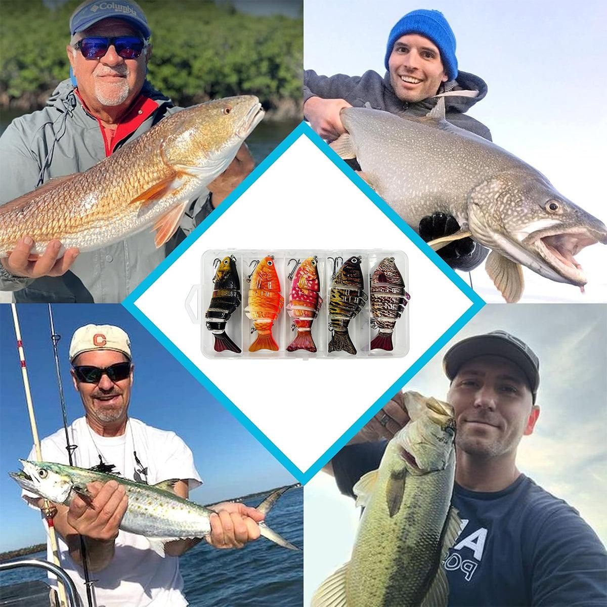 5-Piece Multi-Jointed Hard Body Fishing Lure Set