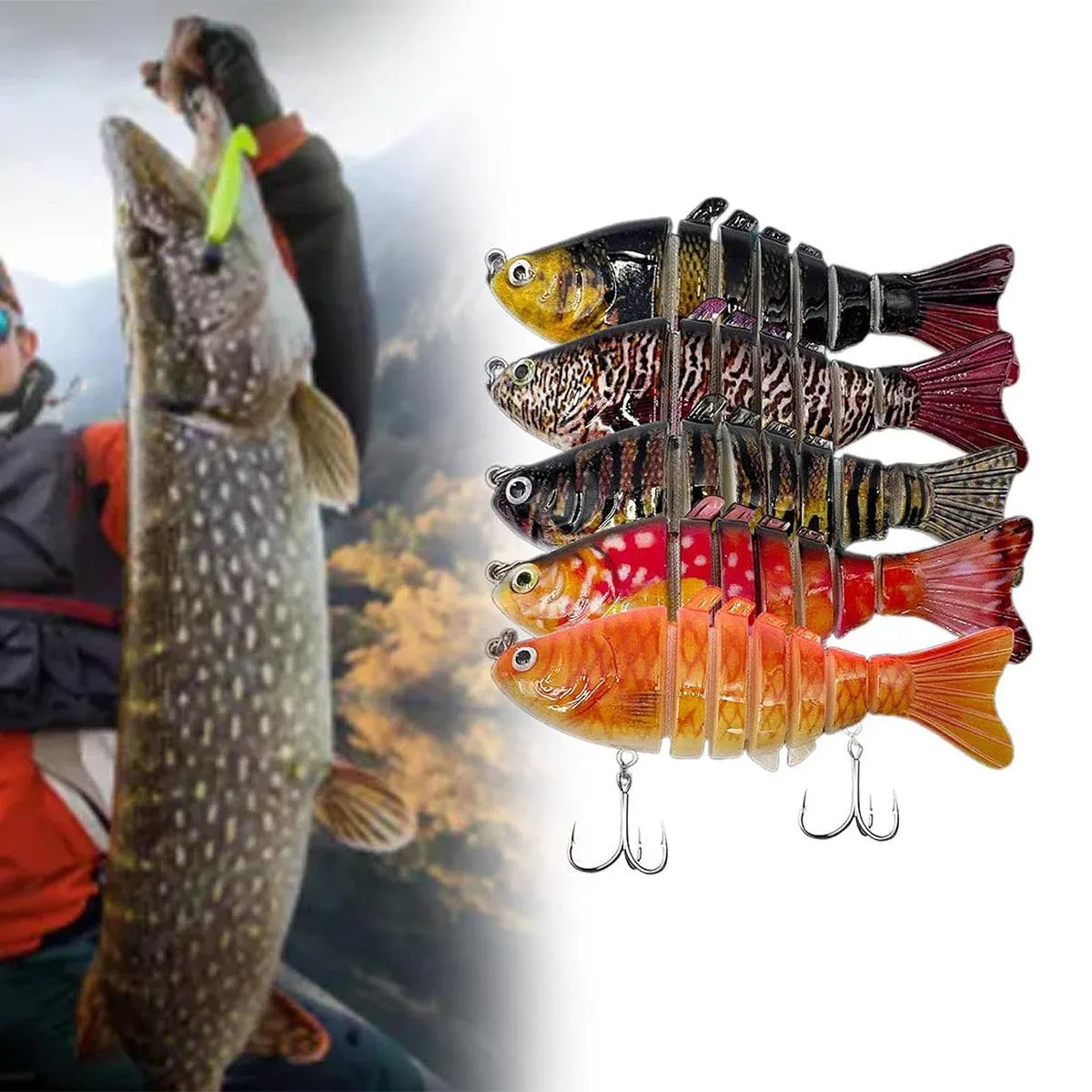 5-Piece Multi-Jointed Hard Body Fishing Lure Set