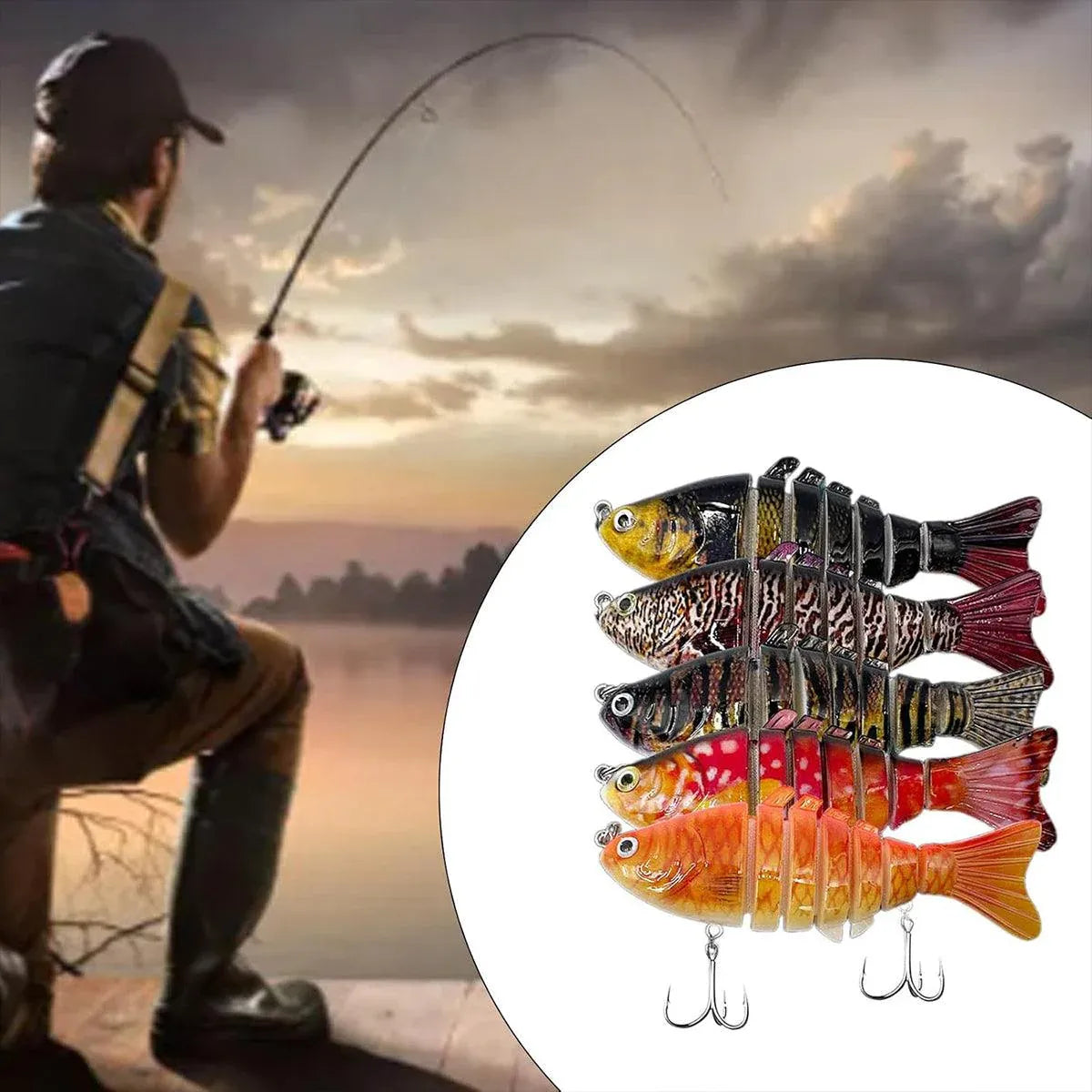 5-Piece Multi-Jointed Hard Body Fishing Lure Set