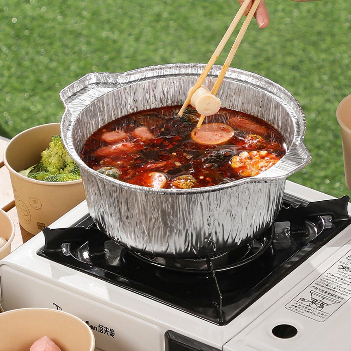 10PCS Duty Aluminum Foil Pots for Hotpot Camping Picnic Tinfoil field cutlery - 4000ml
