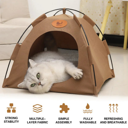 Folding Cave Pet Tent – Large Beige
