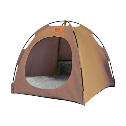 Folding Camping Pet Tent for Cats Puppy Bed Indoor Cat Nest Dog Cave Style House - Large Beige