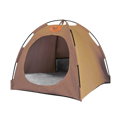 Folding Pet Tent Bed for Cats & Dogs – Large Coffee