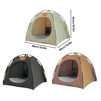 Folding Camping Pet Tent for Cats Puppy Bed Indoor Cat Nest Dog Cave Style House - Large Coffee