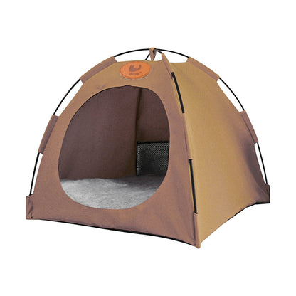 Folding Camping Pet Tent for Cats Puppy Bed Indoor Cat Nest Dog Cave Style House - Large Coffee