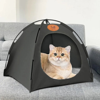 Folding Pet Tent Bed – Large Grey