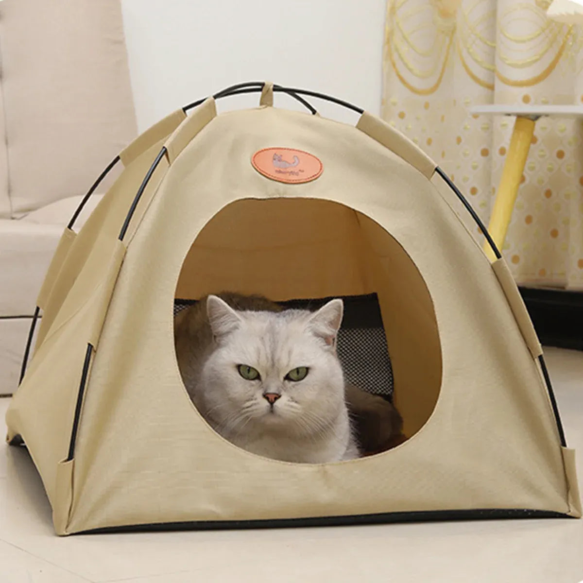 Folding Pet Tent Bed – Large Grey