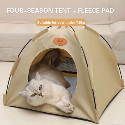 Folding Camping Pet Tent for Cats Puppy Bed Indoor Cat Nest Dog Cave Style House - Large Grey