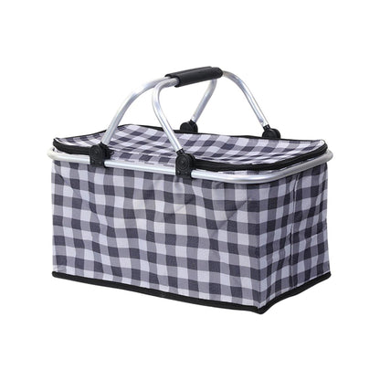 Foldable Picnic Basket Outdoor Camping Carrying Basket Portable Food Storage - Greenery