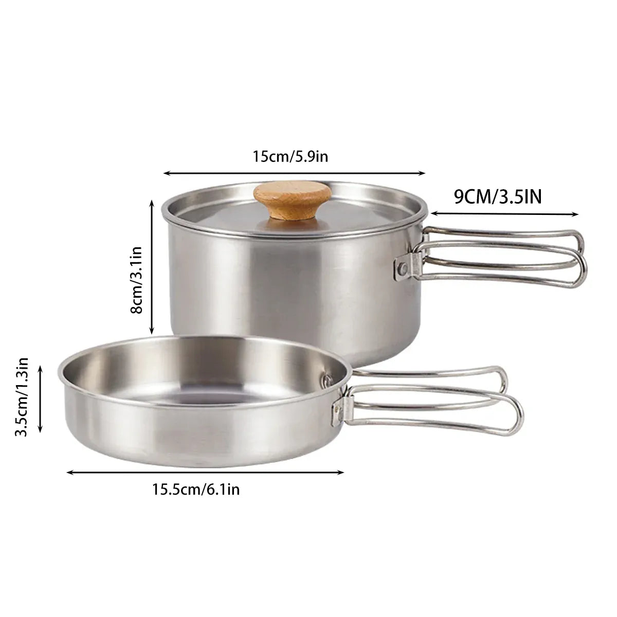 2 Piece Stainless Steel Camping Pot & Pan Set