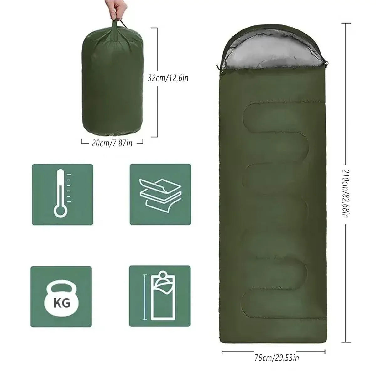 Envelope Sleeping Bag for Camping & Travel – Red