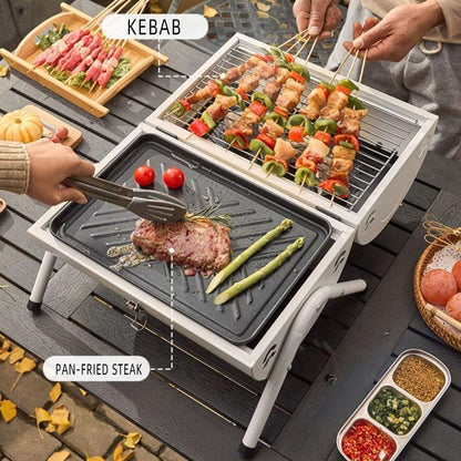 Grillz Charcoal BBQ Portable Grill Camping Barbecue Outdoor Cooking Smoker - Black