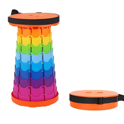 Rainbow Telescopic Folding Stool Thickened Travel Outdoor Seat for Camping - Blue