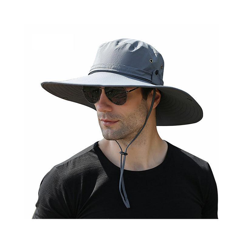 Outdoor Uv Protection Sun Hat Wide Brim Cap Quick-Drying Hat For Fishing Hiking - Black