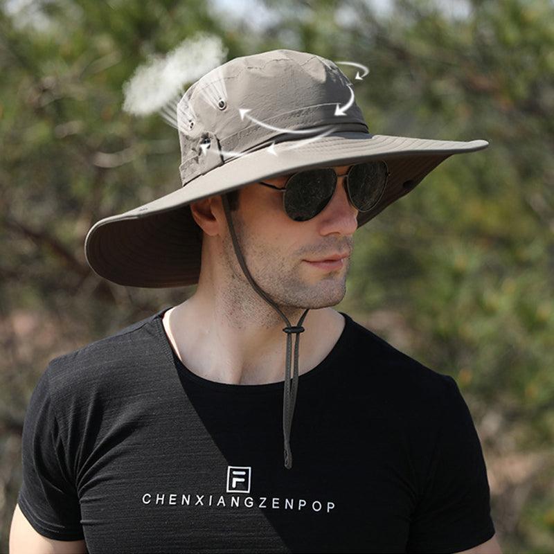Outdoor Uv Protection Sun Hat Wide Brim Cap Quick-Drying Hat For Fishing Hiking - Coffee