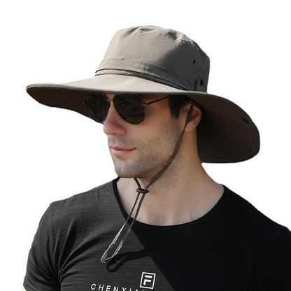 Outdoor Uv Protection Sun Hat Wide Brim Cap Quick-Drying Hat For Fishing Hiking - Coffee