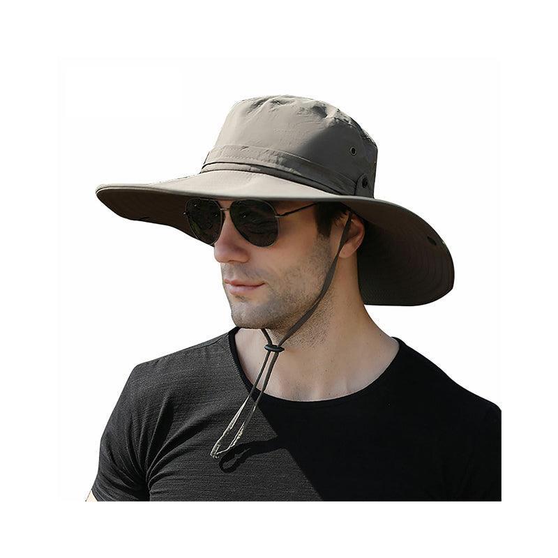Outdoor Uv Protection Sun Hat Wide Brim Cap Quick-Drying Hat For Fishing Hiking - Coffee