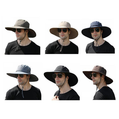 Outdoor Uv Protection Sun Hat Wide Brim Cap Quick-Drying Hat For Fishing Hiking - Navy